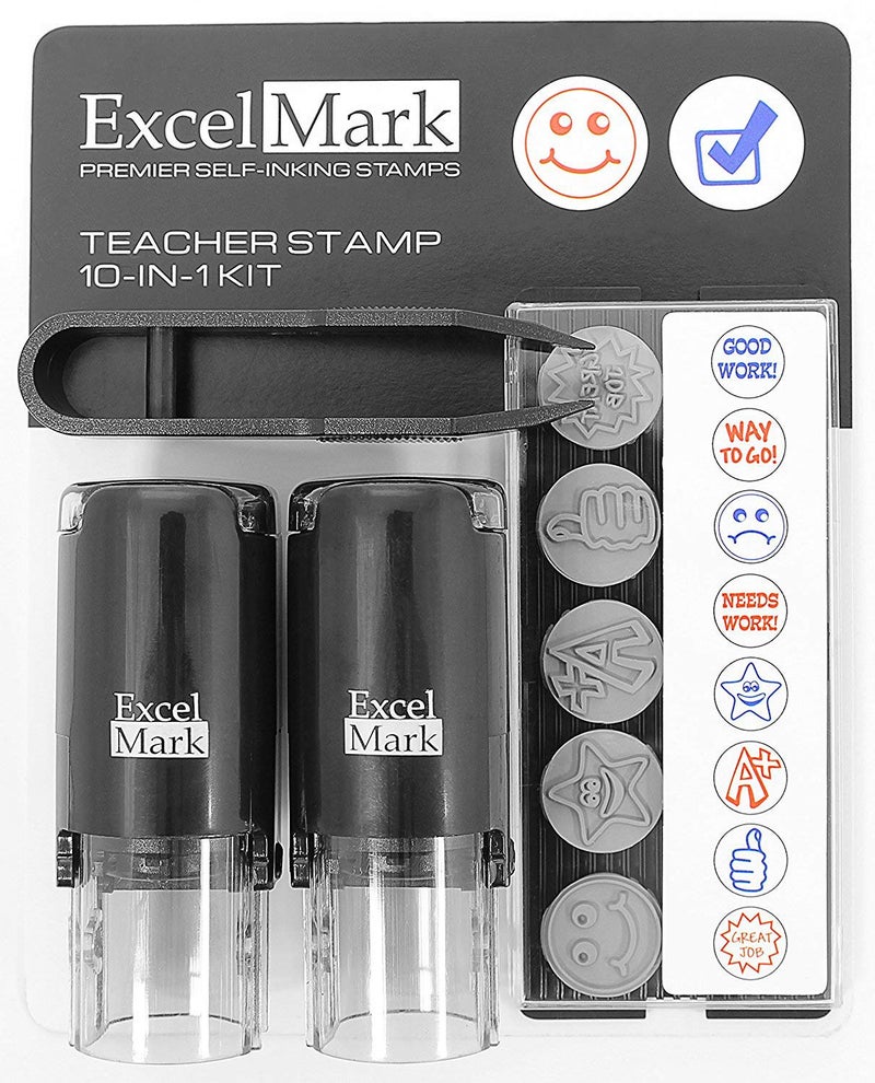 ExcelMark A17 Teacher Self-Inking Rubber Stamp Kit - Image 1
